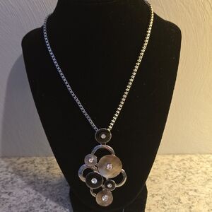 Silver and Black Circle Necklace